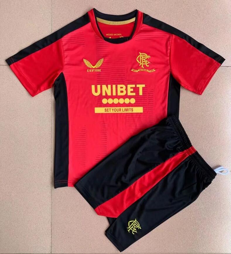 2021/22 Glasgow Rangers Kids Red Training Kits Shirt With Shorts